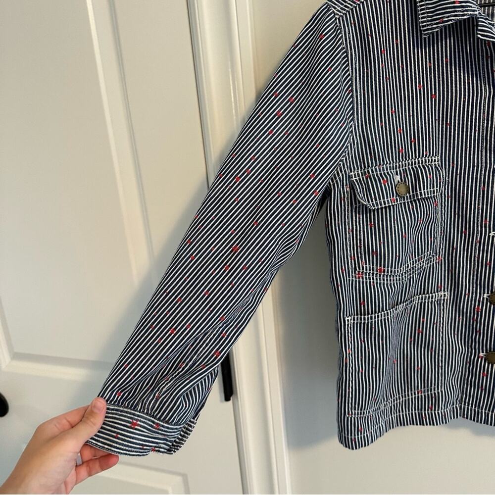 THE GREAT. Navy Blue White Red Star Button Front Jacket 1 Small - Picture 12 of 14